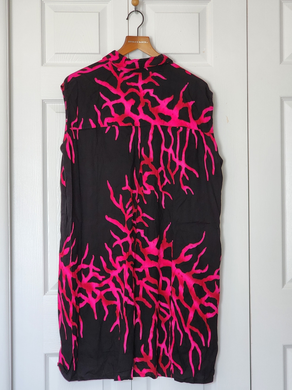 Rockport Black and Hot Pink Sleeveless Swim Coverup Button Front OSFM - Picture 4 of 7